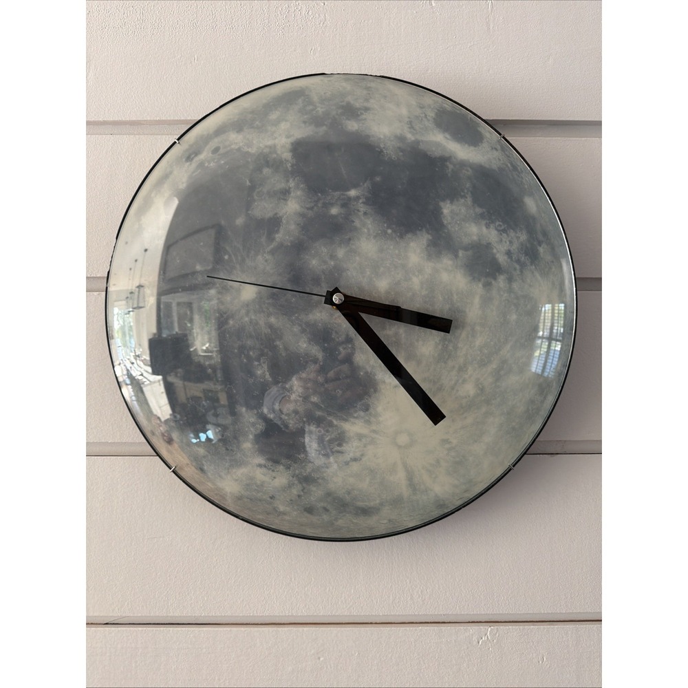 Kikkerland Blue Moon Dome Wall Clock, Glows In The Dark GW997